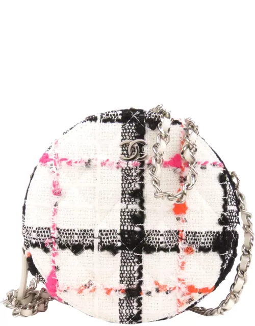 Chanel White Tweed Round As Earth Vintage Crossbody Bag