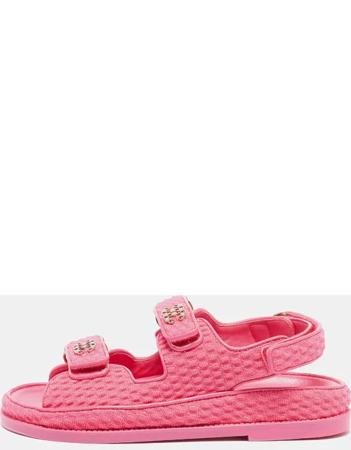Chanel Pink Knit Fabric Dad Sandal