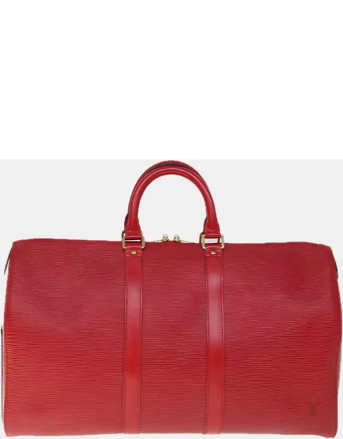 Louis Vuitton Red Epi Leather Keepall 45 Duffel Bag