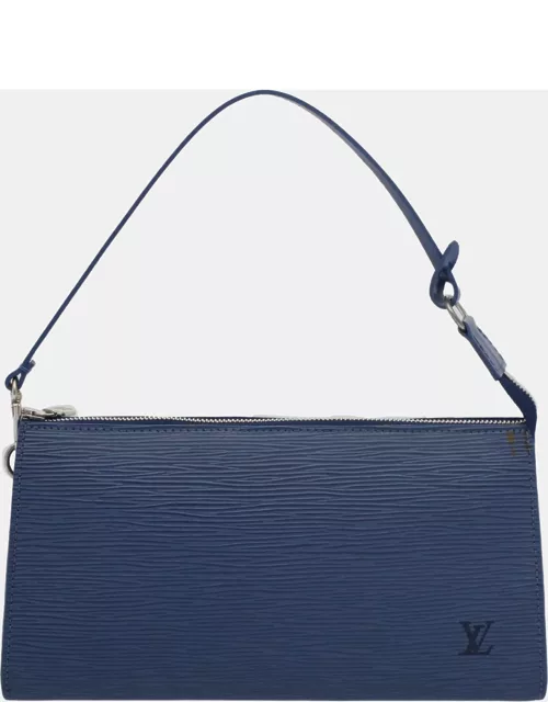 Louis Vuitton Blue Epi Leather Pochette Accessoires Clutch Bag