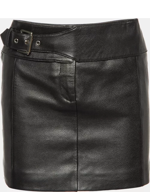 Versus Versace Black Leather Mini Skirt