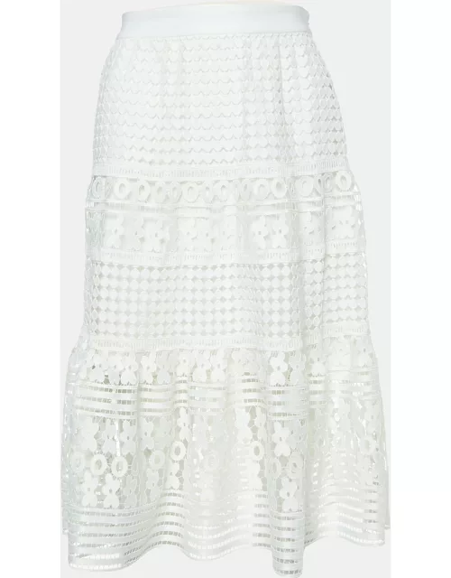 Diane Von Furstenberg White Lace Knee-Length Skirt