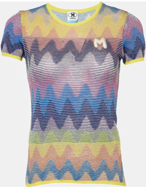M Missoni Multicolor Chevron Patterned Knit T-Shirt