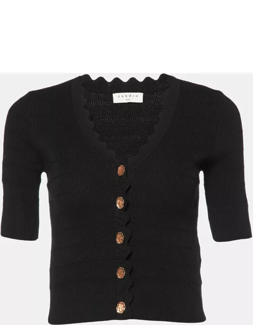 Sandro Black Knit Cropped Top