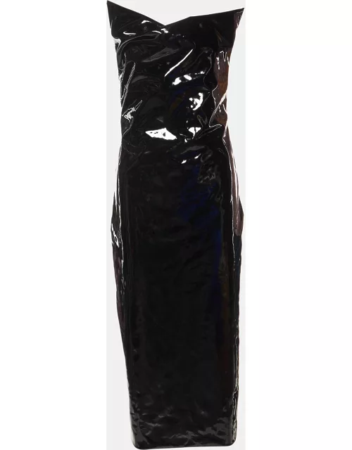 Sportmax Black Faux Leather Calcina Cutout Midi Dress