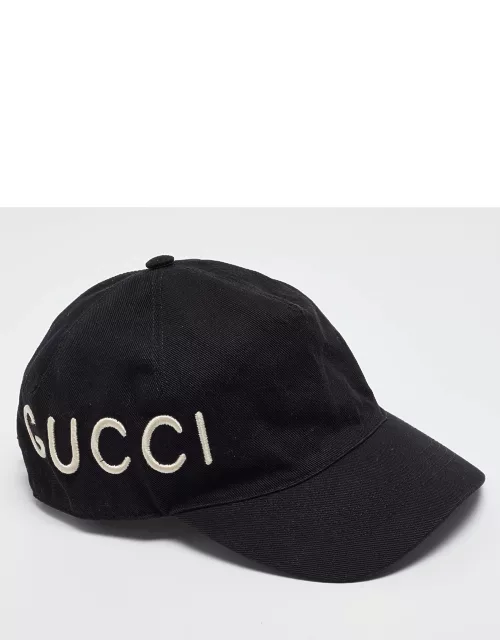 Gucci Black Loved Embroidered Cotton Baseball Cap