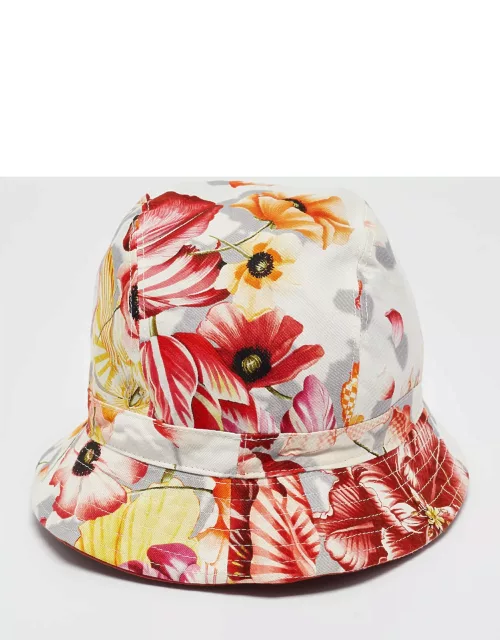 Salvatore Ferragamo Multicolor Floral Print Cotton Bucket Hat