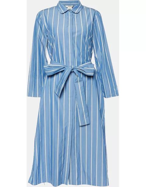 S'Max Mara Blue Striped Cotton Midi Dress