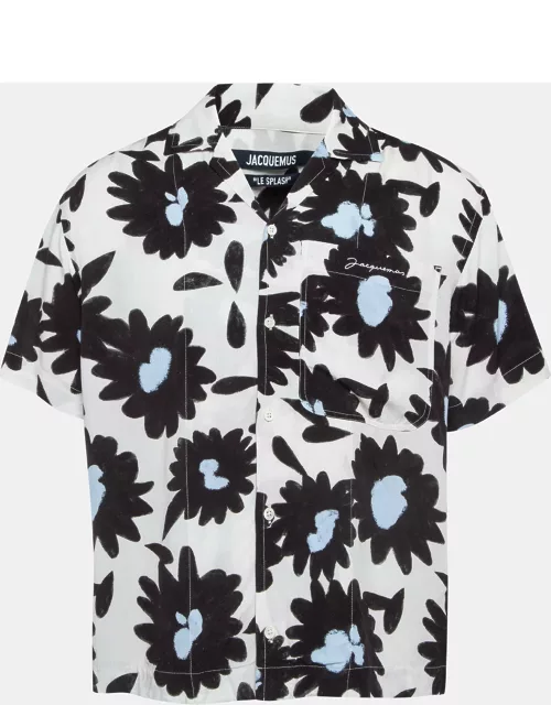 Jacquemus White/Black Melo Floral Print Crepe Short Sleeve Shirt