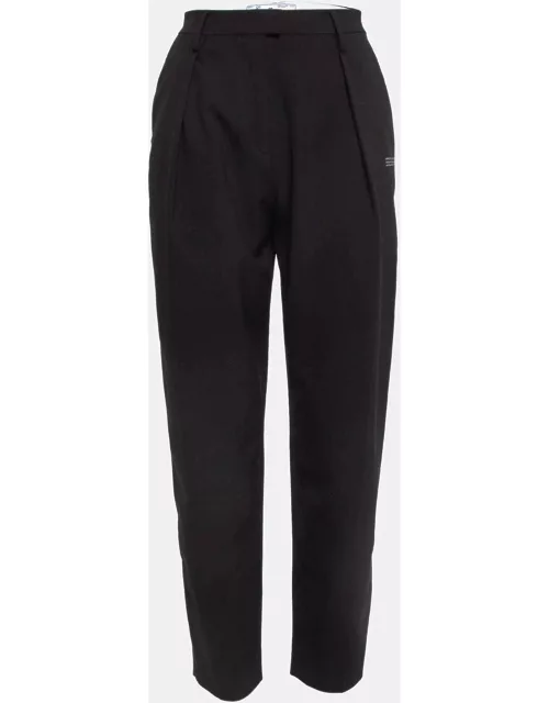 Off-White Black Printed Twill Tapered Formal Trousers