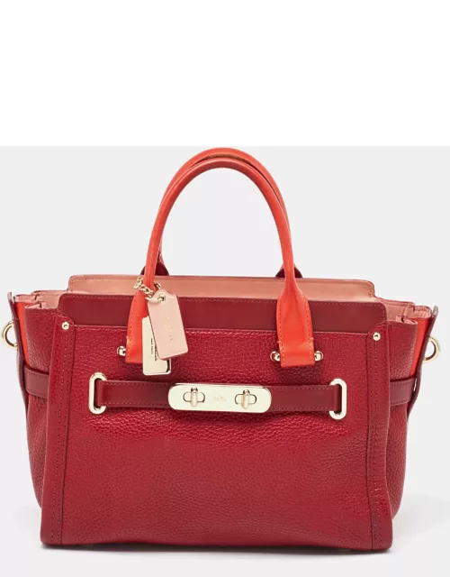 Coach Two Tone Red Leather Swagger 27 Carryall Tote