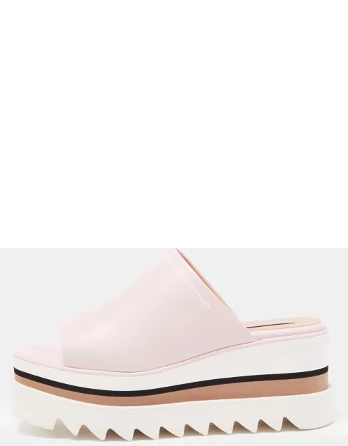 Stella McCartney Pink/White Faux Leather Sneak Elyse Platform Sandal