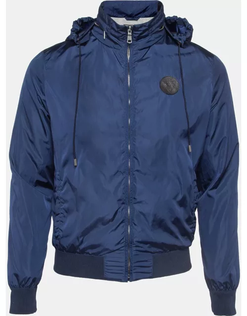 Gucci Blue Synthetic Hooded Zip-Up Jacket