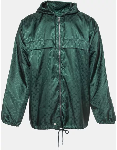 Gucci Green GG Monogram Synthetic Windbreaker Jacket