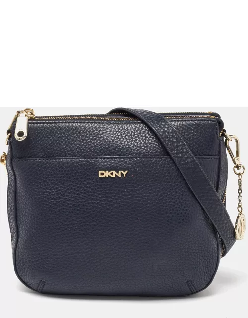DKNY Navy Blue Leather Zip Crossbody Bag