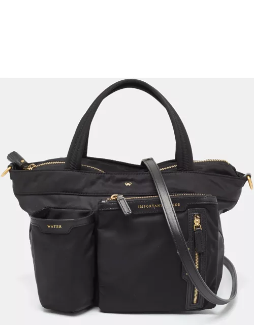 Anya Hindmarch Black Nylon and Leather Multi Pocket Tote