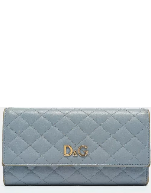 D & G Light Blue Quilted Leather Continental Wallet