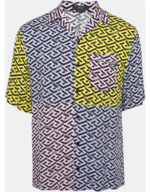 Versace Multicolor Printed Viscose Short Sleeve Shirt
