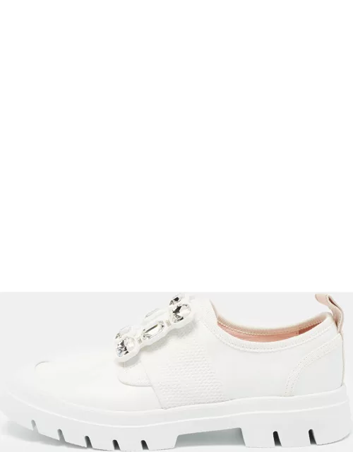Roger Vivier White Leather Vivier Desert Slip On Sneaker