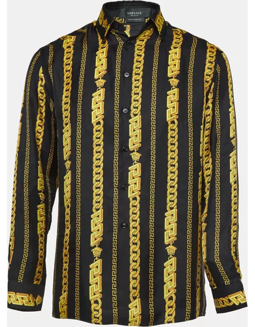 Versace Black/Yellow Printed Silk Shirt