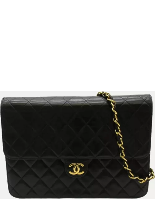 Chanel Black Leather Classic Jumbo Single Flap Shoulder Bag