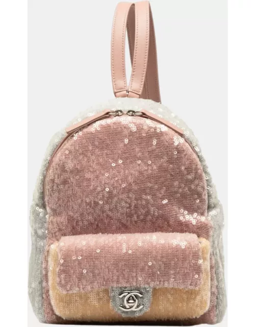 Chanel Pink Leather Waterfall Sequin Mini Backpack