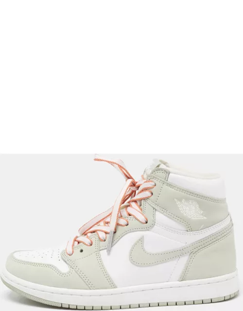 Air Jordans Green/White Leather Jordan 1 Retro High OG Seafoam Sneaker