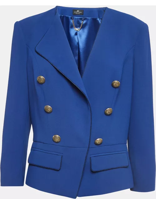 Elisabetta Franchi Blue Crepe Buttoned Jacket