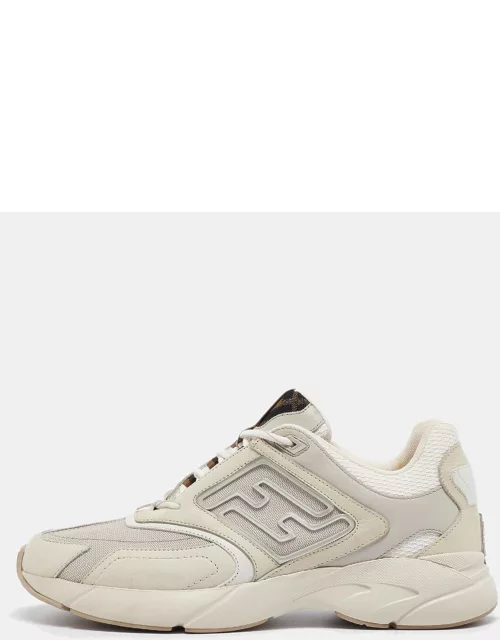 Fendi Cream/Brown Canvas and Leather Faster Sneaker