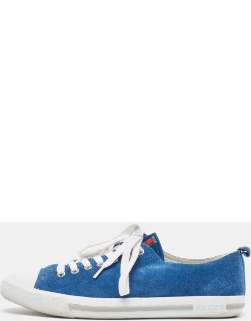 Prada Sport Blue Suede Low Top Sneaker