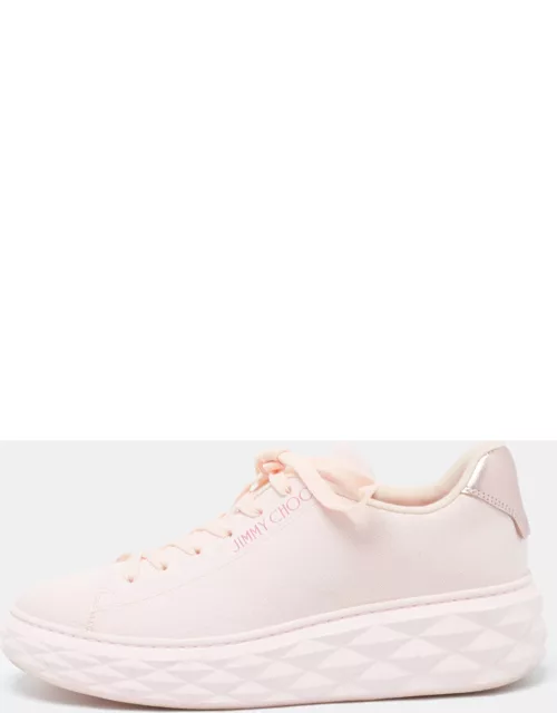 Jimmy Choo Pink Knit Fabric Diamond Light Maxi Sneaker