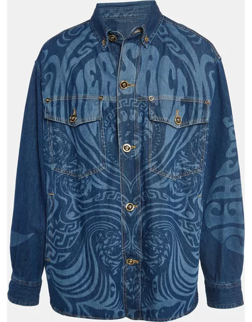 Versace Blue Printed Denim Jacket