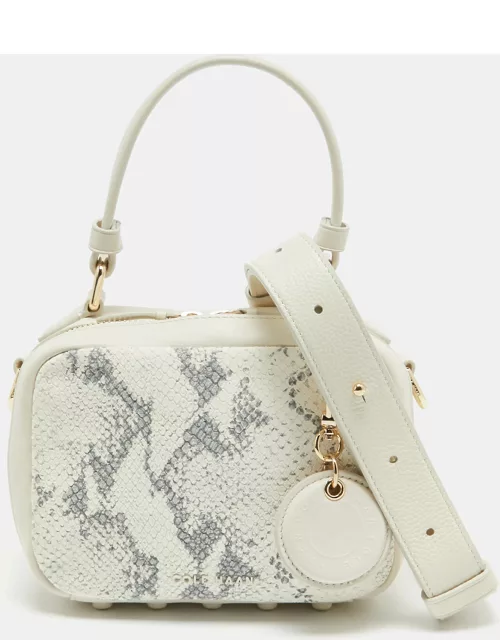 Cole Haan Ivory Python Print Leather Mini Top Handle Bag