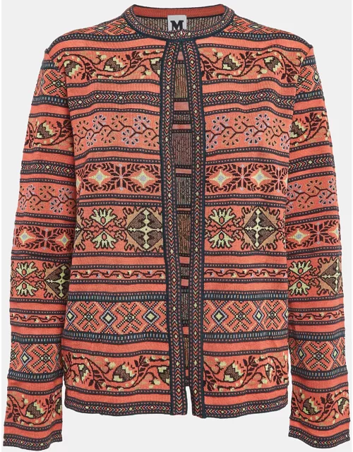 M Missoni Multicolored Patterned Knit Long Sleeve Cardigan