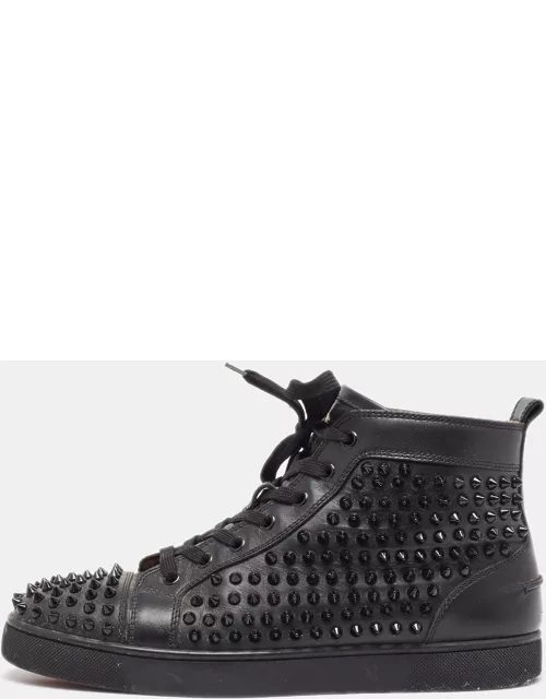 Christian Louboutin Black Leather Louis Spikes Sneaker