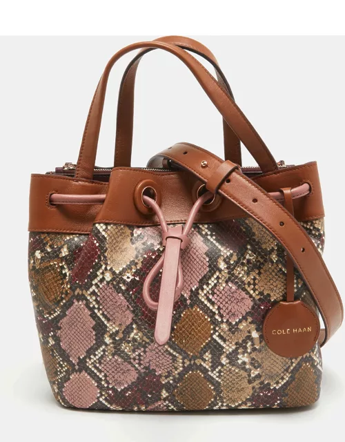 Cole Haan Multicolor Python Embossed and Leather Grand Ambition Bucket Bag