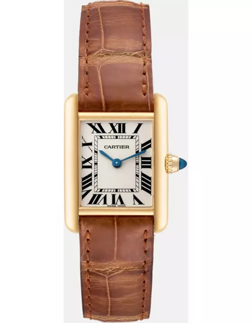 Cartier Tank Louis Small Yellow Gold Brown Strap Ladies Watch 22 m