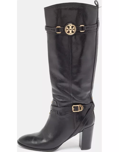 Tory Burch Black Leather Knee Length Boot