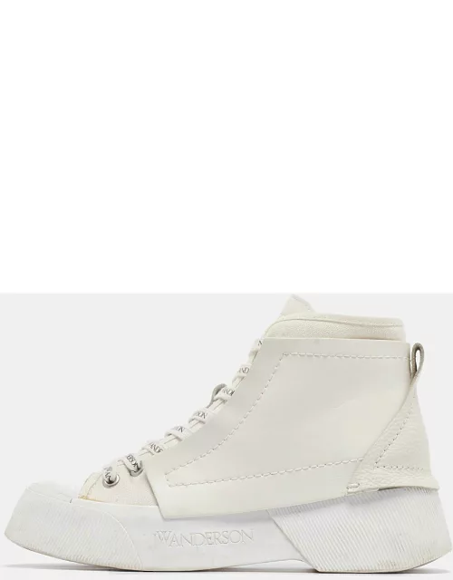 J.W. Anderson White Canvas and Leather High Top Sneaker