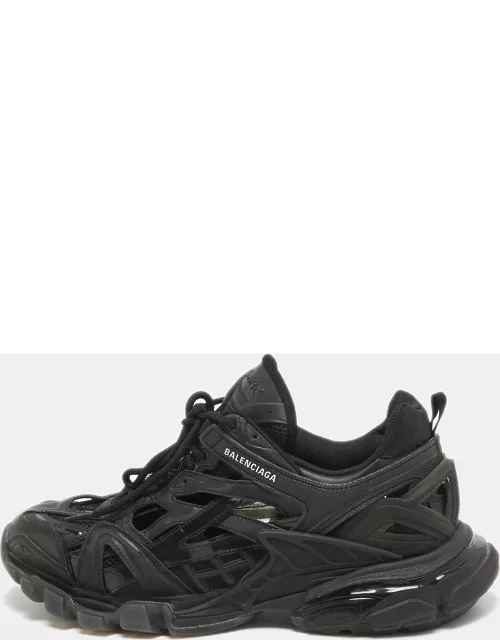 Balenciaga Black Faux Leather and Mesh Track 2 Sneaker