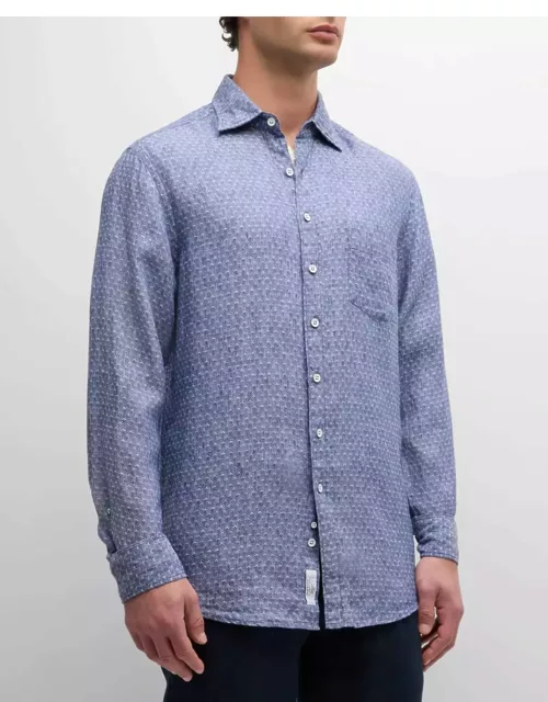 Men's Bendrose Linen Jacquard Casual Button-Down Shirt