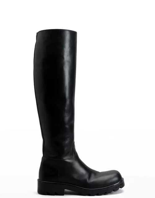Lug-Sole Leather Tall Boot