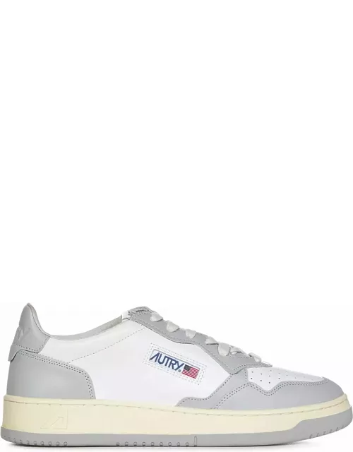 Autry Grey And White Two-tone Leather Medalist Low Sneaker