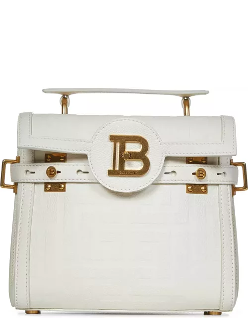 Balmain B-buzz 23 Bag In Beige Grained Leather