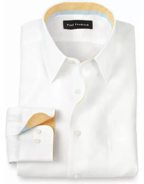 Non-iron Linen Solid Dress Shirt With Contrast Tri