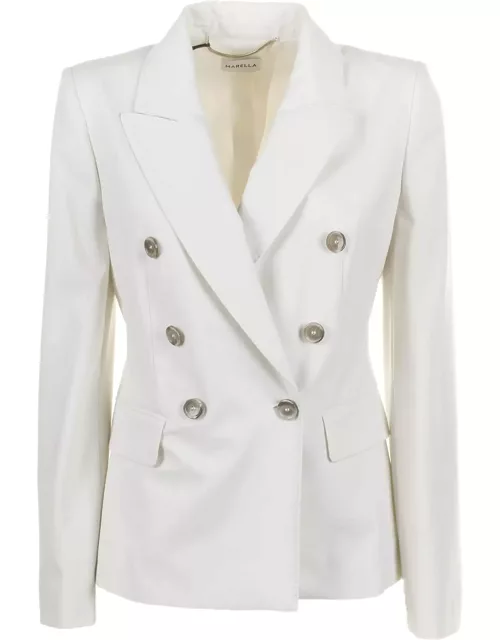 Marella Womens Double-breasted Chalk Jacket