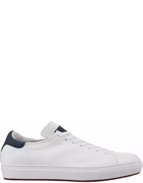 Andrea Ventura White Leather Sneakers With Blue Spoiler