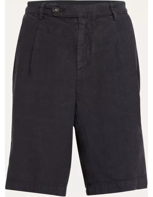 Men's Linen Pleated Bermuda Short