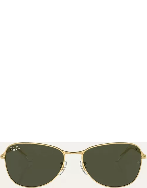Rounded Metal Square Sunglasses, 59m