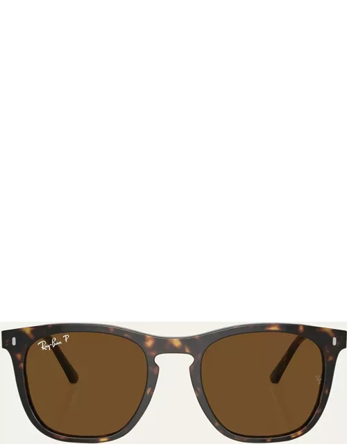 Polarized Keyhole Plastic Square Sunglasses, 53m